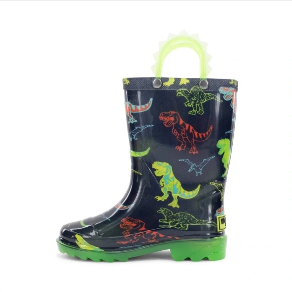 NWT New Puzzlepairs Target Kids' Dinosaur Lighted Rain Boots 12